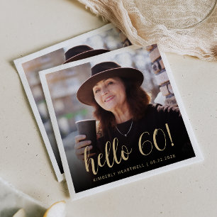 Hello 60 Sixtieth Birthday Party Photo Napkin