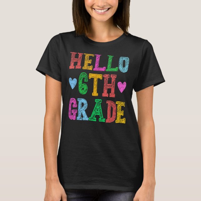 Hello 6th Grade Leopard Squad Back To School Teach T-Shirt (Front)