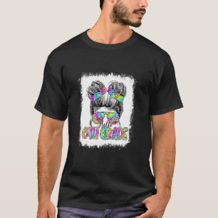 Hello 6th Grade Messy Bun Girls Tie Dye Cute Back T-Shirt