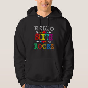 Hello 6th Rocks Rainbow Print Sixth Rocks Teacher Hoodie