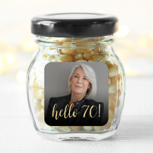 Hello 70 Birthday Party Photo Cheers Square Sticker