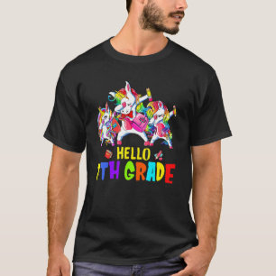Hello 7th Grade Dabbing Unicorn Kids Back To Schoo T-Shirt