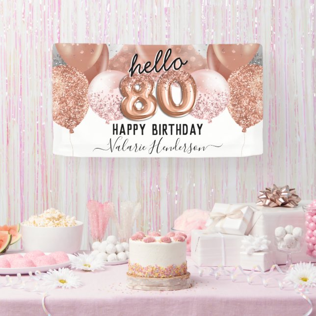 Hello 80 Pink Glitter Birthday Balloons Sign (Party)