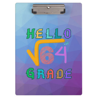 Hello 8th Grade Funny Square Root of 64 Math T-Shi Clipboard