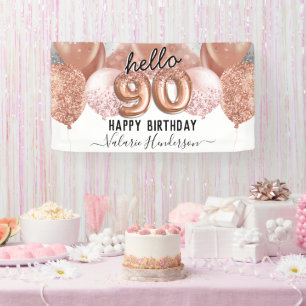 Hello 90 Pink Glitter Birthday Balloons Sign