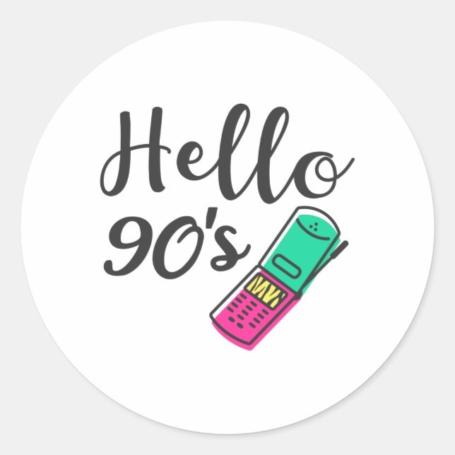 Hello 90s Cellphone Classic Round Sticker (Front)