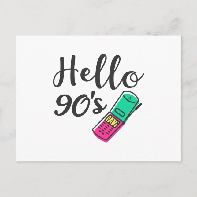 Hello 90s Cellphone Postcard (Front)