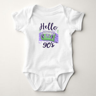 Hello 90s radio cassette recorder baby bodysuit