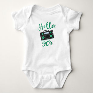 Hello 90s radio cassette recorder baby bodysuit
