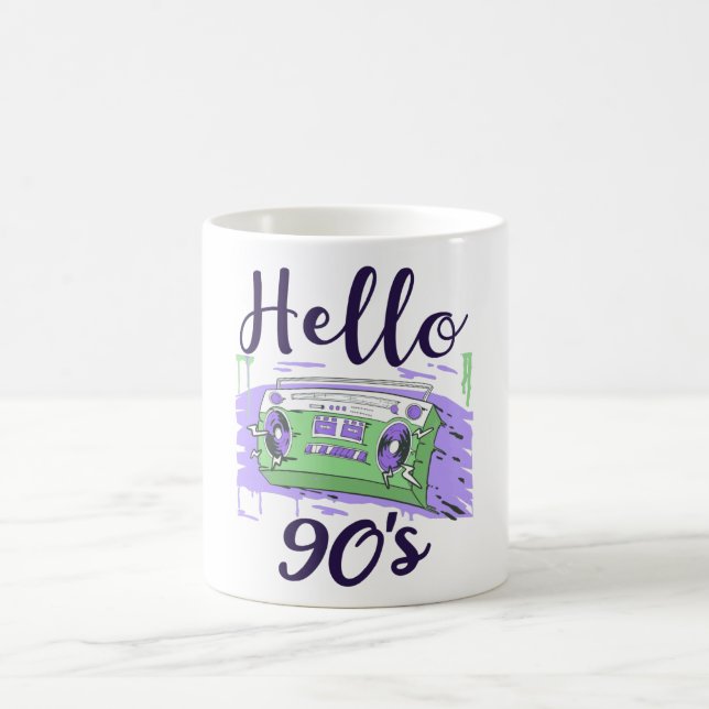 Hello 90s radio cassette recorder coffee mug (Center)