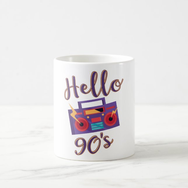 Hello 90s radio cassette recorder coffee mug (Center)