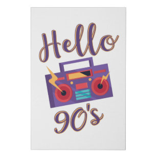 Hello 90s radio cassette recorder faux canvas print