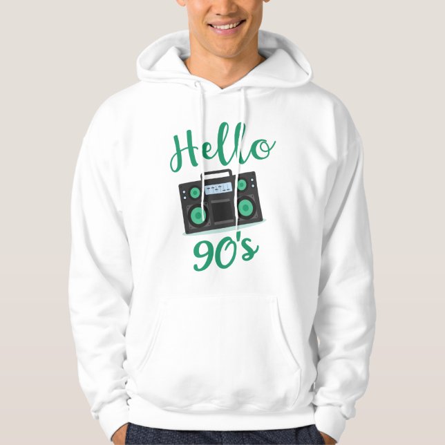 Hello 90s radio cassette recorder hoodie (Front)