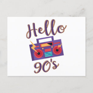 Hello 90s radio cassette recorder postcard