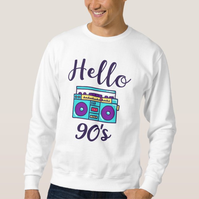 Hello 90s radio cassette recorder sweatshirt (Front)