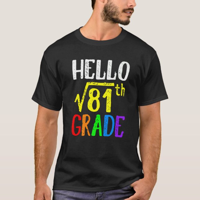Hello 9th Grade Square Root Of 81 Math Back To Sch T-Shirt (Front)