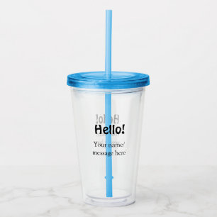 Hello add name message simple minimal business tem acrylic tumbler