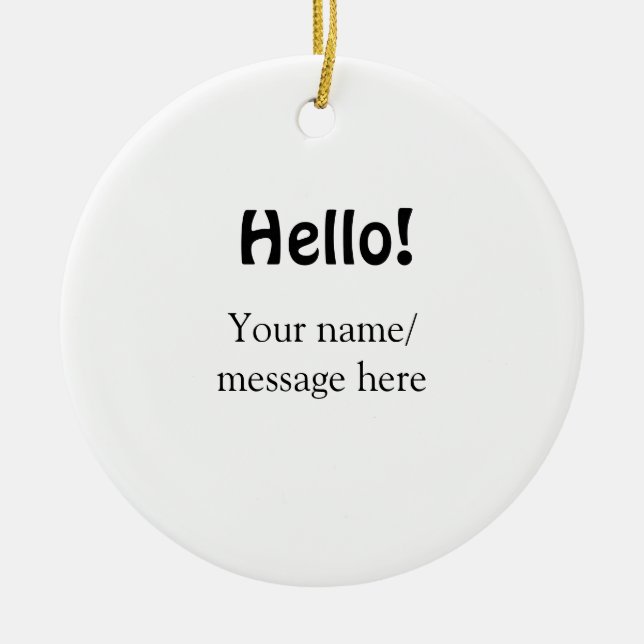 Hello add name message simple minimal business tem ceramic tree decoration (Front)