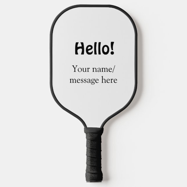 Hello add name message simple minimal business tem pickleball paddle (Front)