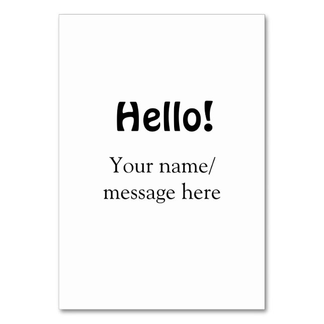Hello add name message simple minimal business tem table number (Front)