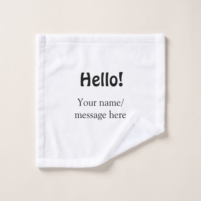 Hello add name message simple minimal business tem wash cloth (Wash Cloth)
