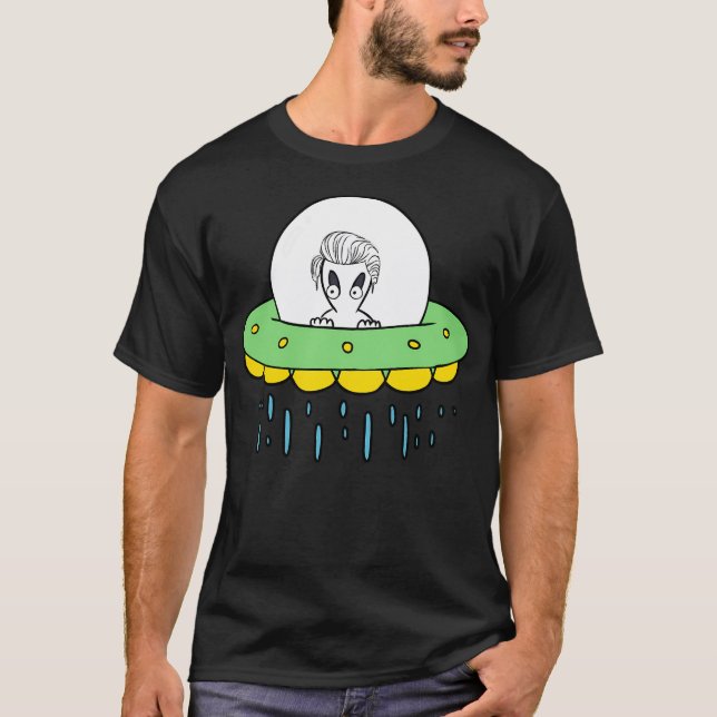 Hello Alien In Ufo T-Shirt (Front)