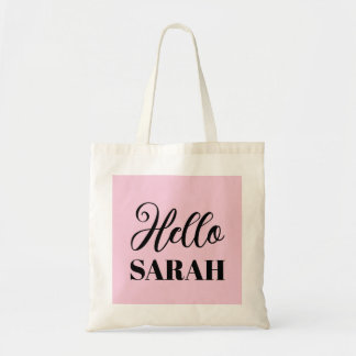 Hello and your name tote bag