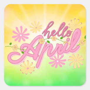Hello April   Greeting Square Sticker