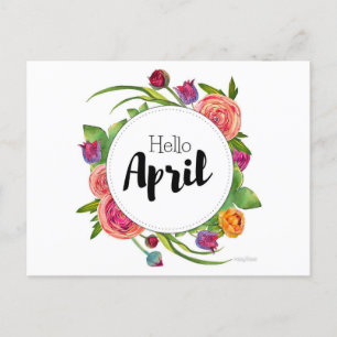 Hello April Postcard