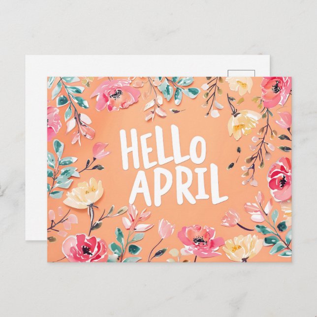 Hello April, Postcrossing Postcard (Front/Back)