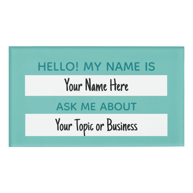 Hello Ask Me About Name Tag (Front)