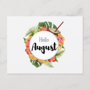 Hello August Postcard