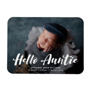 Hello Auntie Birth Announcement Keepsake Magnet
