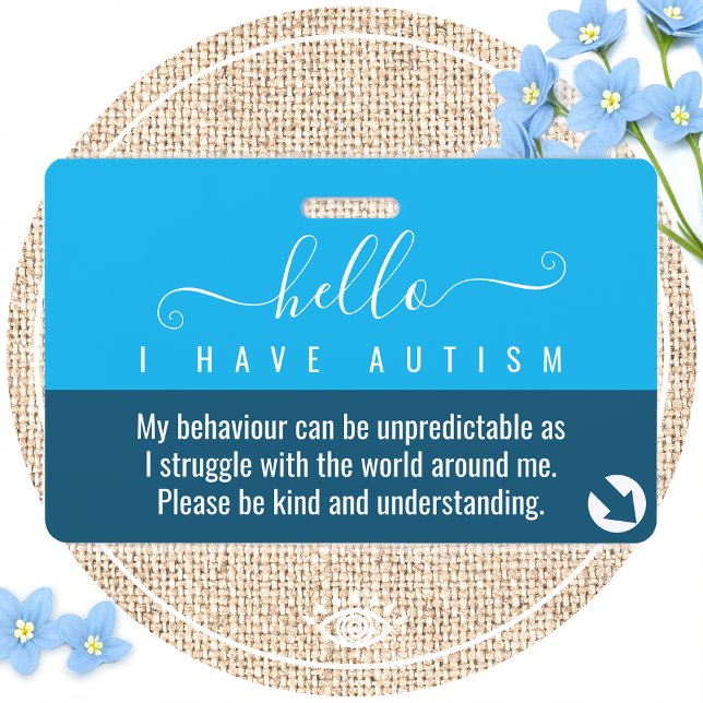 hello autism awareness and emergency contact  ID badge (Creator Uploaded)