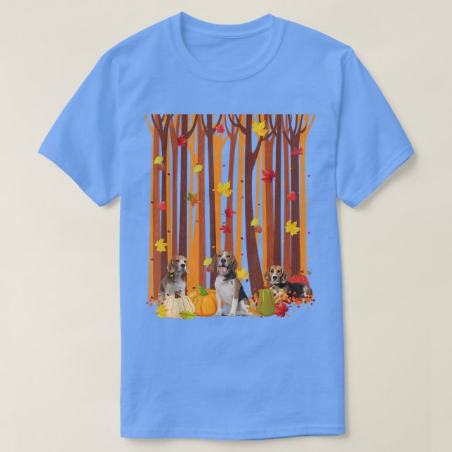 Hello Autumn Beagle Maple Leaf Fall Pumpkin Mens W T-Shirt (Design Front)