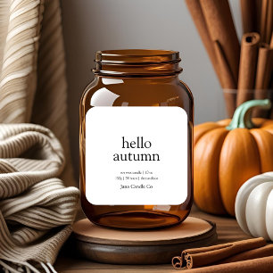Hello Autumn Candle Label   Minimalist Fall