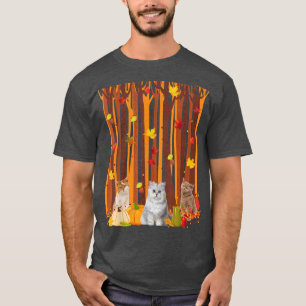 Hello Autumn Cat Maple Leaf Fall Pumpkin Mens Wome T-Shirt