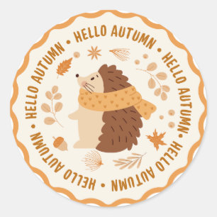 Hello autumn classic round sticker