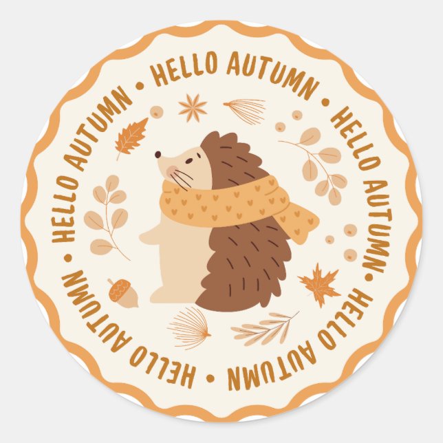 Hello autumn  classic round sticker (Front)