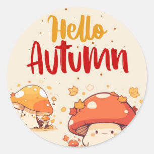 Hello Autumn  Classic Round Sticker