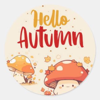 Hello Autumn  Classic Round Sticker