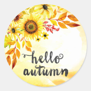 Hello autumn classic round sticker