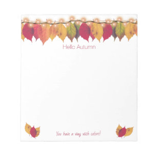 Hello Autumn Colourful Leaves Firefly Lights Notepad