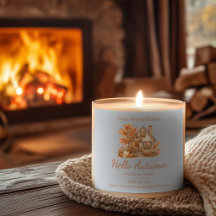 Hello Autumn Cottage Falling Leaves Candle Labels