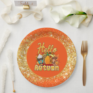 Hello Autumn Customise Colour Paper Plate