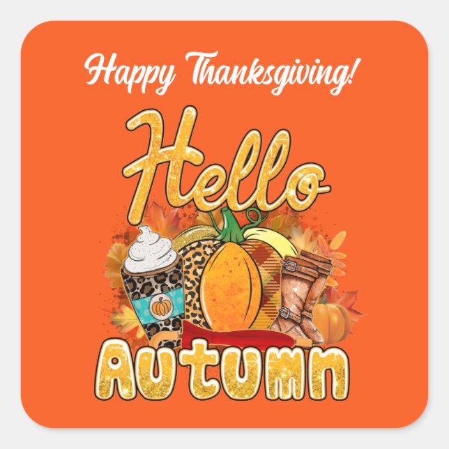 Hello Autumn Customise Square Sticker (Front)