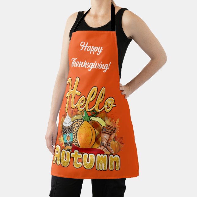 Hello Autumn Customise Text and Colour Apron (Insitu)