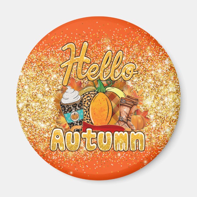 Hello Autumn Customise Text and Colour Magnet (Front)