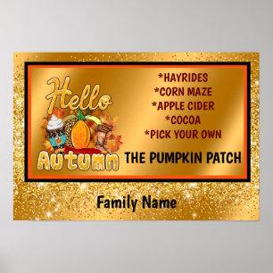 Hello Autumn Customize Text and Color Poster