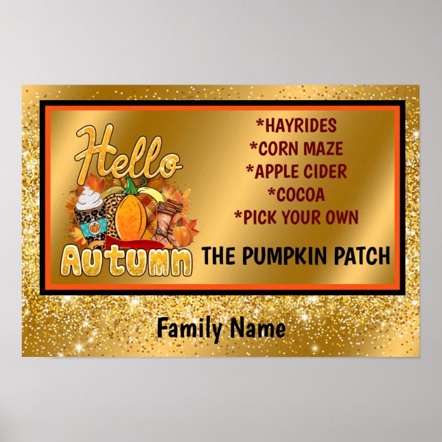 Hello Autumn Customize Text and Color Poster (Front)